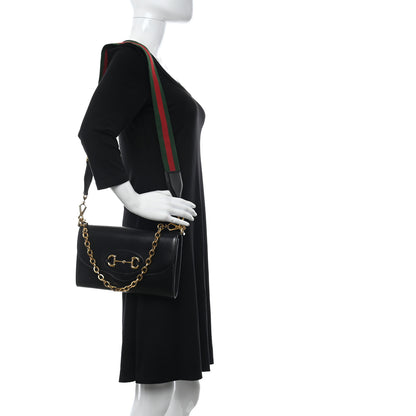 Gucci Azalea Calfskin Web Small Horsebit 1955 Crossbody Bag Black 2 of 11
