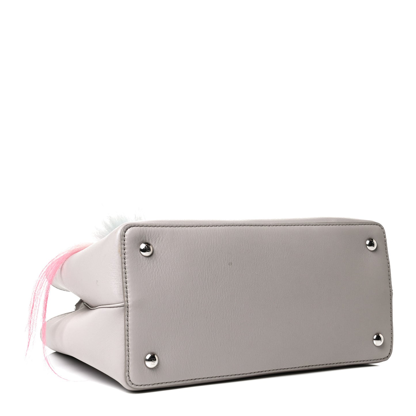 Vitello Dolce Fox Goat Bi-Color Sad Eyes Mirror Charm Petite 2Jours Tote Grigio Polvere Black