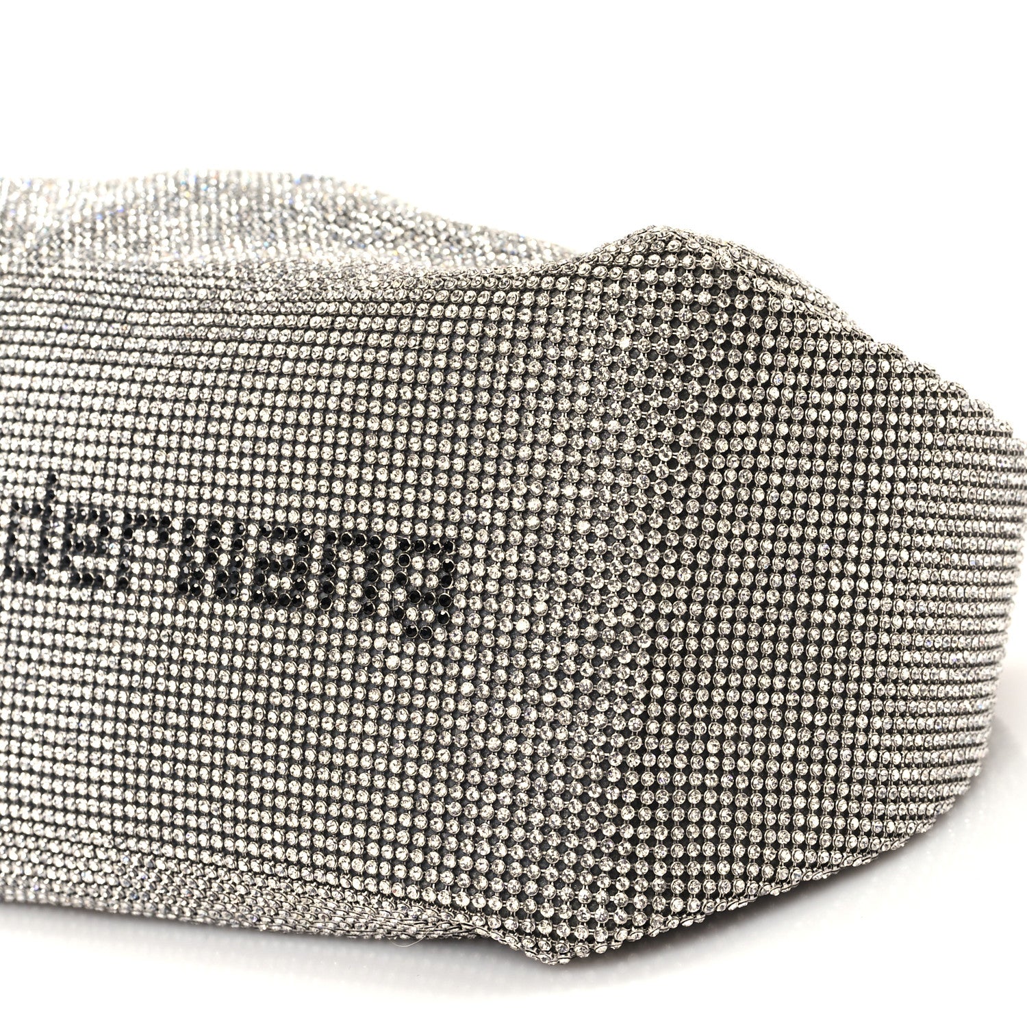 Alexander Wang Mesh Crystal Rhinestone Mini Scrunchie Clutch Black Silver 9 of 11