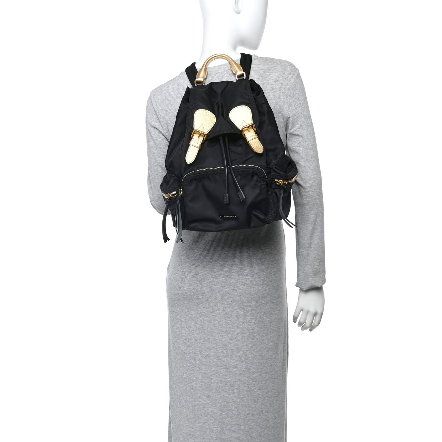 Nylon Medium Rucksack Runway Backpack Black Gold