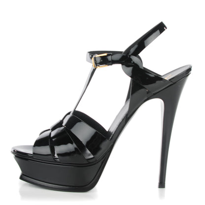 Saint Laurent Patent Tribute 105 Platform Sandals 40 Black 1 of 8