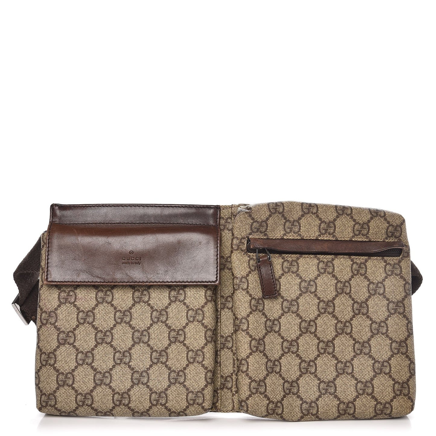 GG Plus Monogram Double Pocket Belt Bag Brown