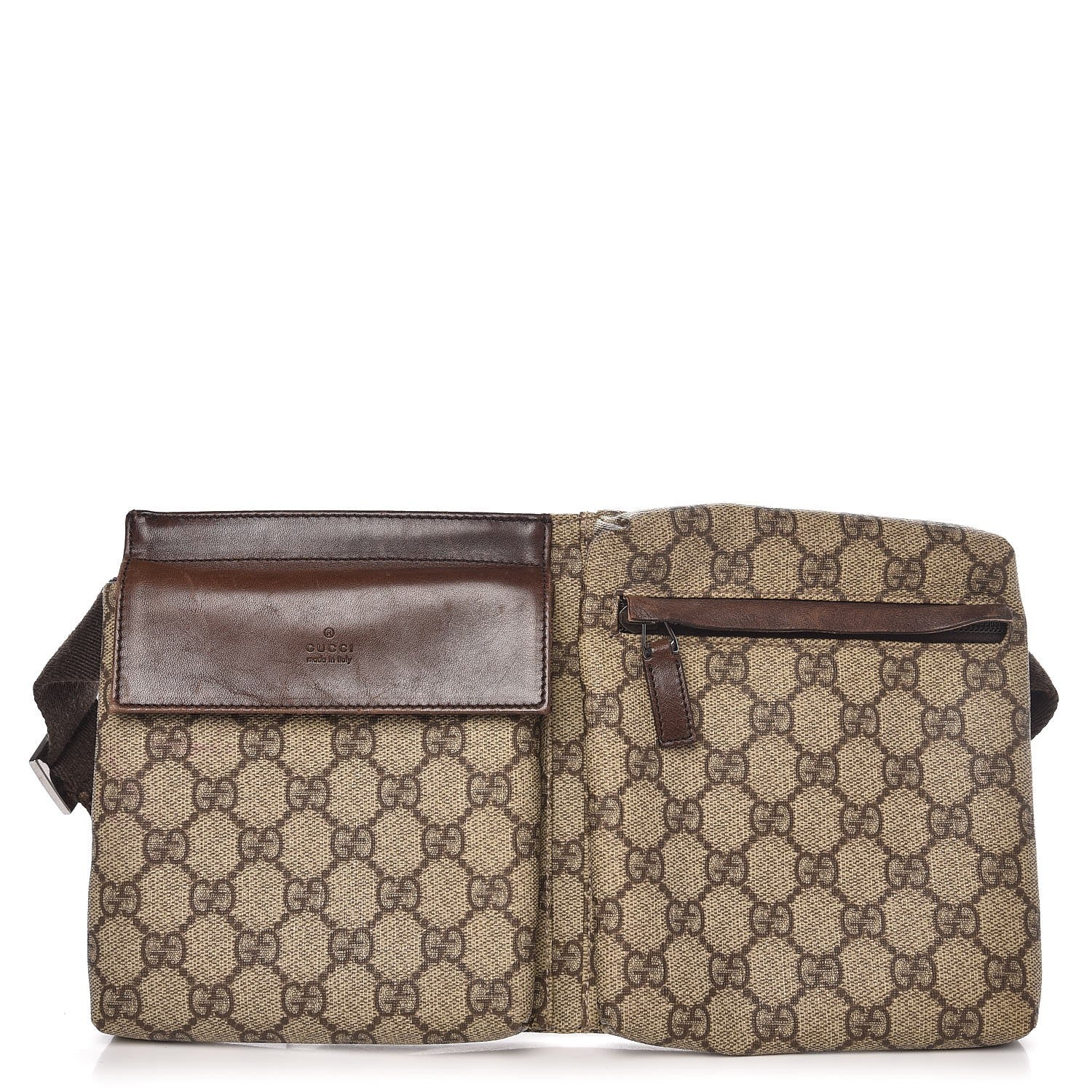 Gucci GG Plus Monogram Double Pocket Belt Bag Brown 1 of 9