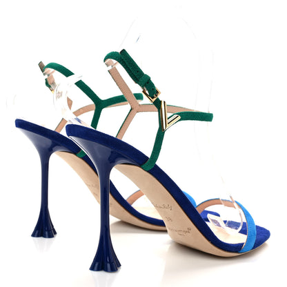 Louis Vuitton Suede Goatskin Blossom Sandals 38 Blue 4 of 8