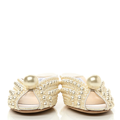 Jimmy Choo Satin Samantha Pearl Mules 37.5 White 2 of 9