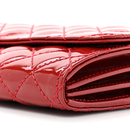 Chanel Patent Calfskin Quilted Brilliant East West Flap Clutch Red 13 of 16