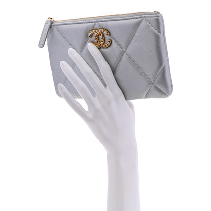 Chanel Shiny Goatskin Quilted Small Chanel 19 Pouch Silver 2 of 8