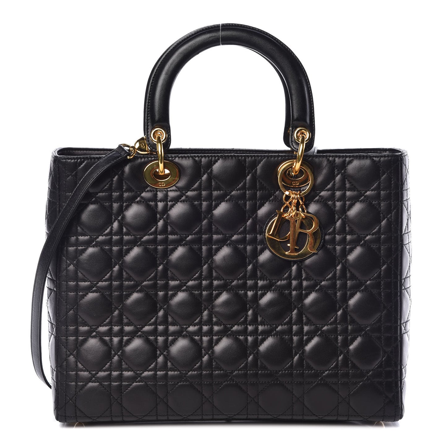 Lambskin Cannage Large Lady Dior Black