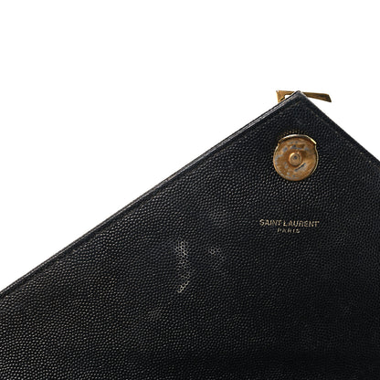 Saint Laurent Grain De Poudre Matelasse Chevron Large Monogram Satchel Black 9 of 10