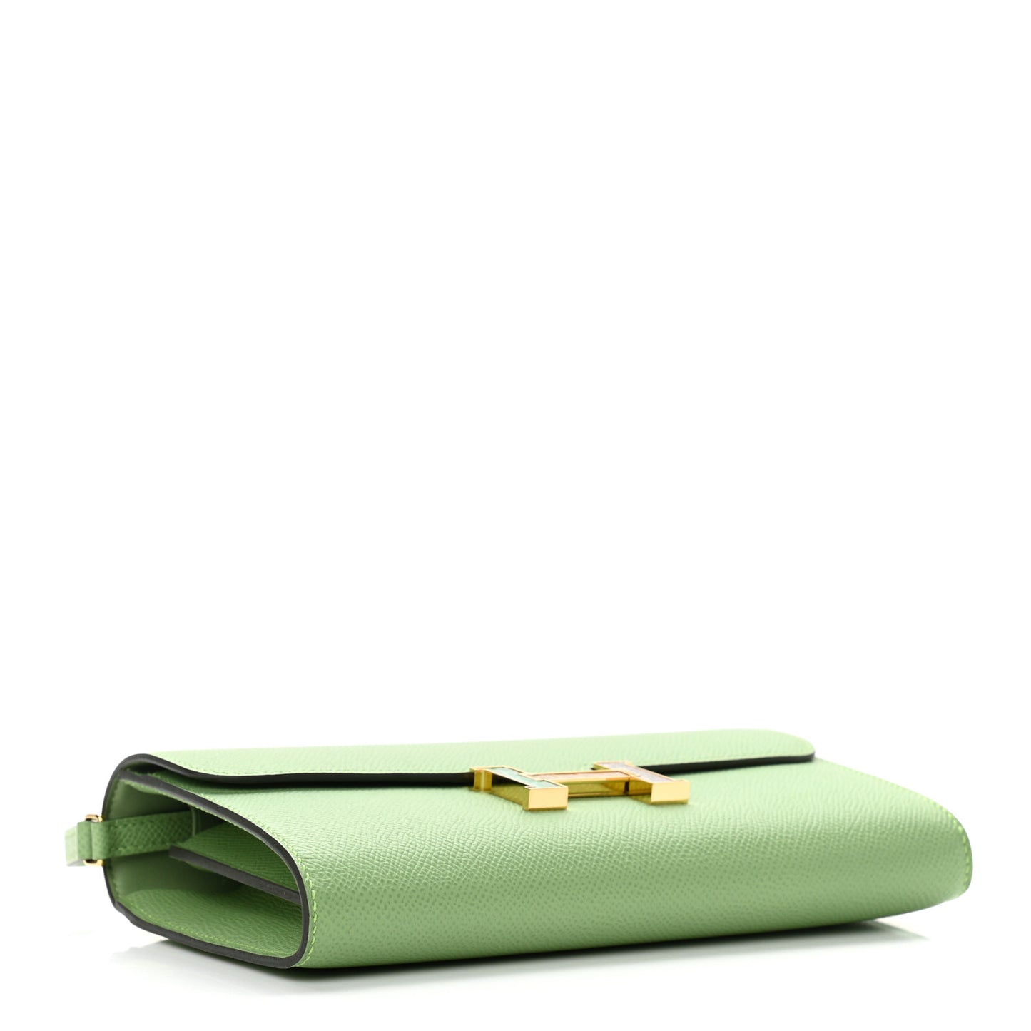 Epsom Alligator Lizard Constance Wallet To Go Vert Criquet Cactus Beige Sable Ombre