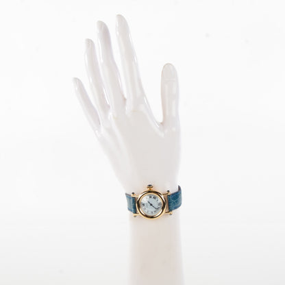 Cartier 18K Yellow Gold Alligator 28mm Diabolo Quartz Watch Blue 3 of 10
