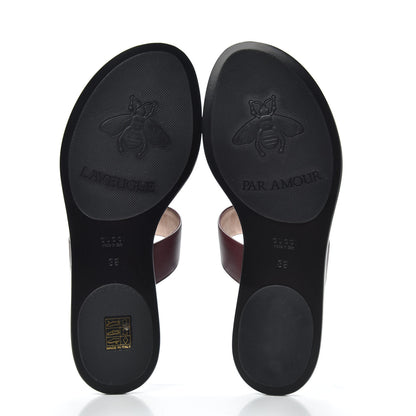 Gucci Calfskin GG Marmont Thong Sandals 38 Vintage Bordeaux 5 of 8