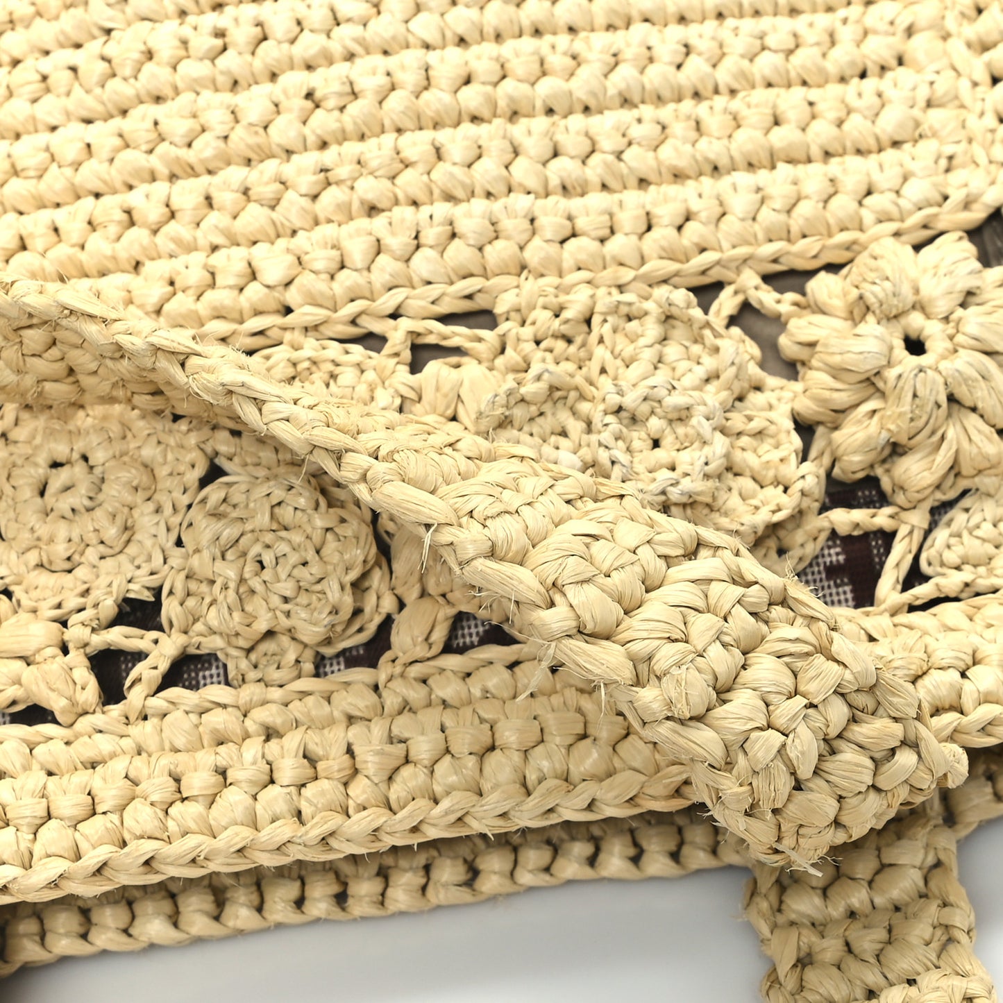 Woven Raffia Floral Embellished Small Book Tote Natural