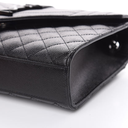 Saint Laurent Grain De Poudre Textured Mixed Matelasse Triquilt Medium Monogram Satchel Black 9 of 9