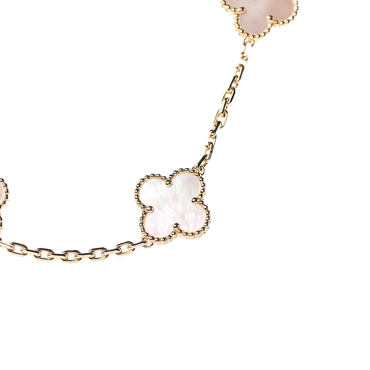 Van Cleef & Arpels 18K Yellow Gold Mother of Pearl 10 Motifs Vintage Alhambra Necklace 4 of 8