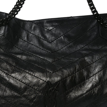 Saint Laurent Crinkled Calfskin Matelasse Monogram Medium Niki Shopper Tote Black 8 of 10