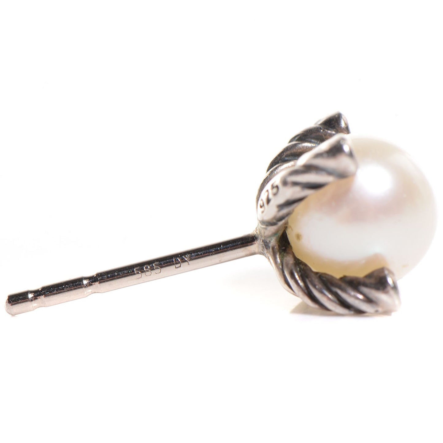 Sterling Silver Diamond Pearl Small Earrings