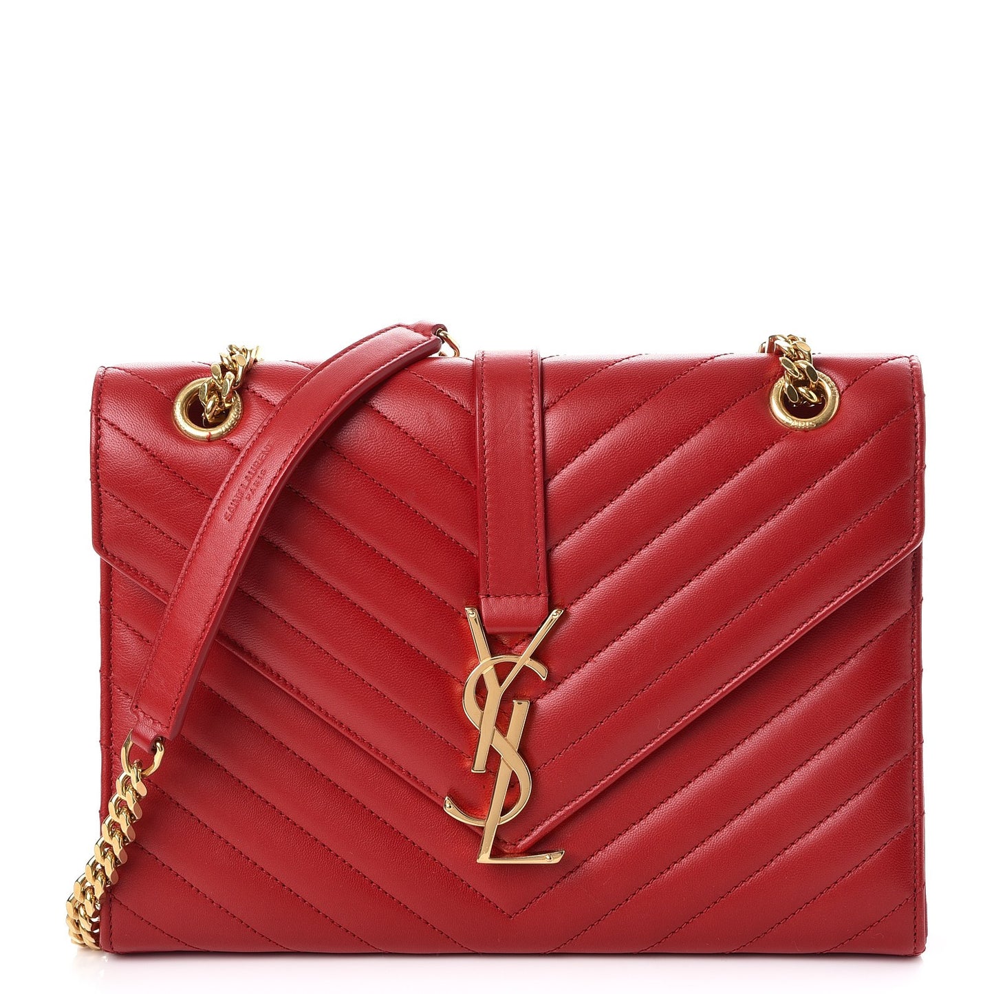 Lambskin Matelasse Medium Monogram Satchel Lipstick Red