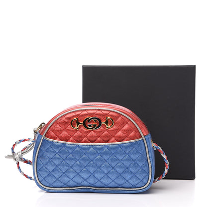 Gucci Laminated Nappa Trapuntata Mini Zumi Dome Shoulder Bag Rosso Marine Argento 11 of 11
