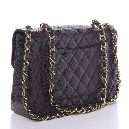 Chanel Caviar Quilted Jumbo Single Flap Brown 3 of 11