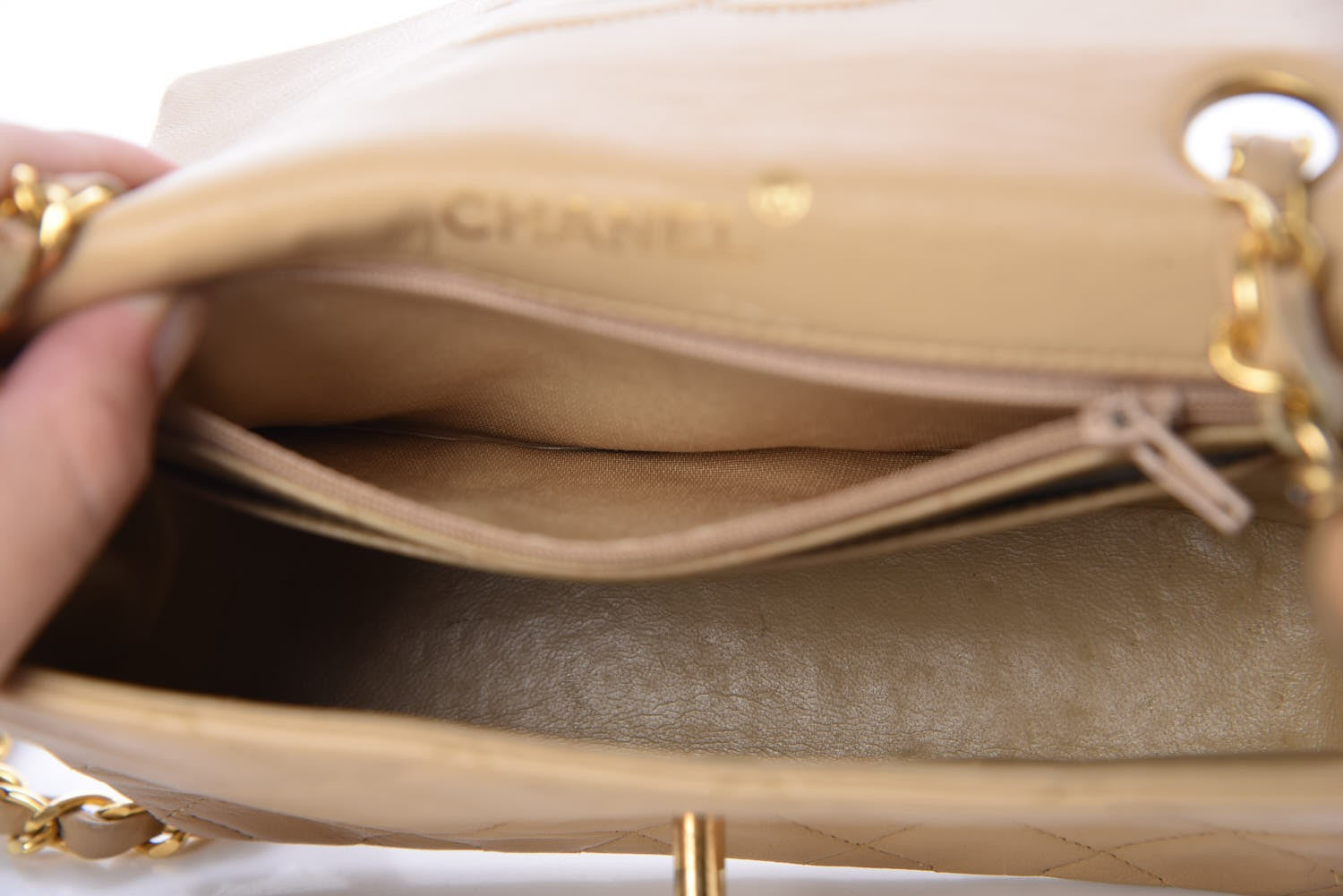 Chanel Lambskin Mini Square Flap Beige 9 of 18