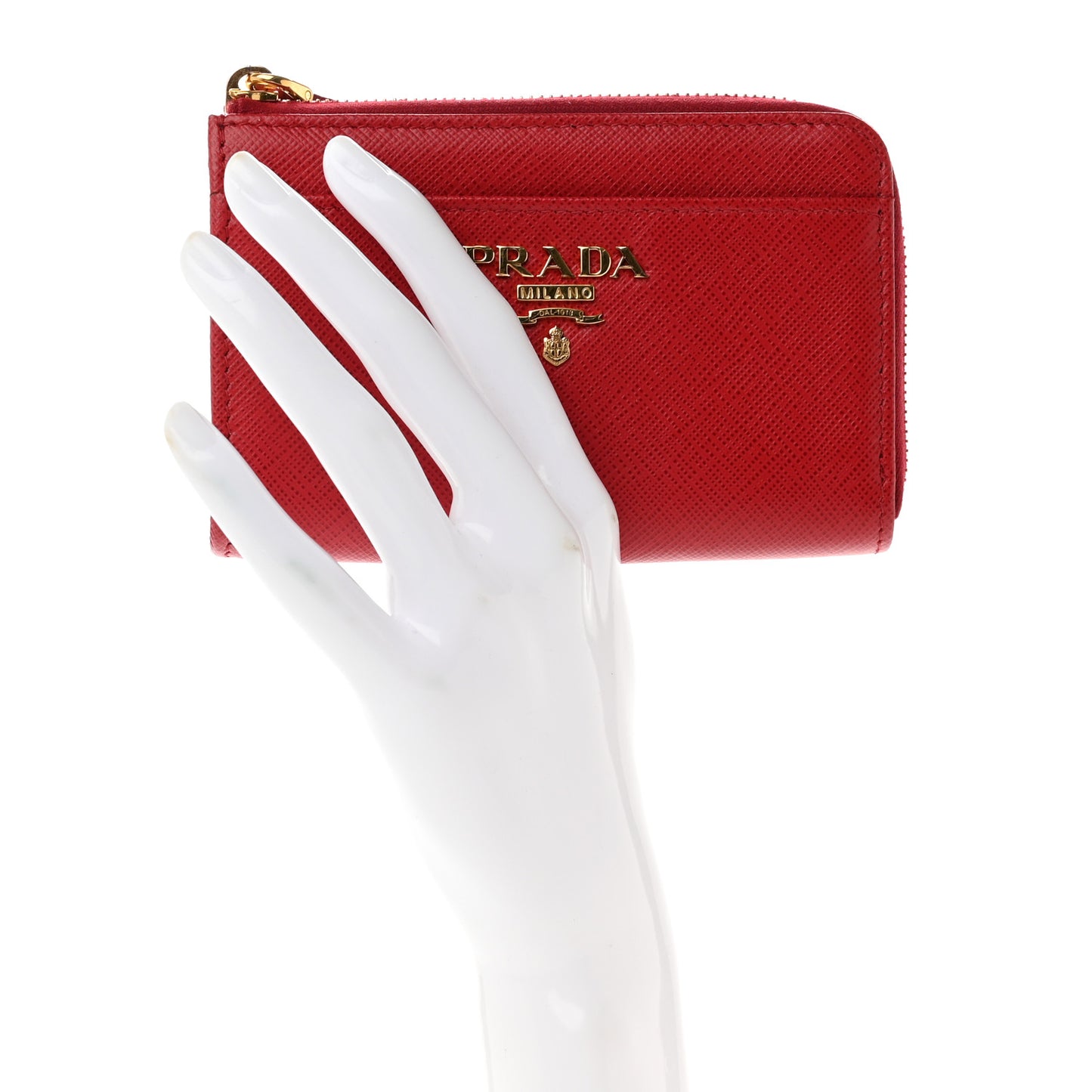 Saffiano Metal Zip Around Keychain Fuoco