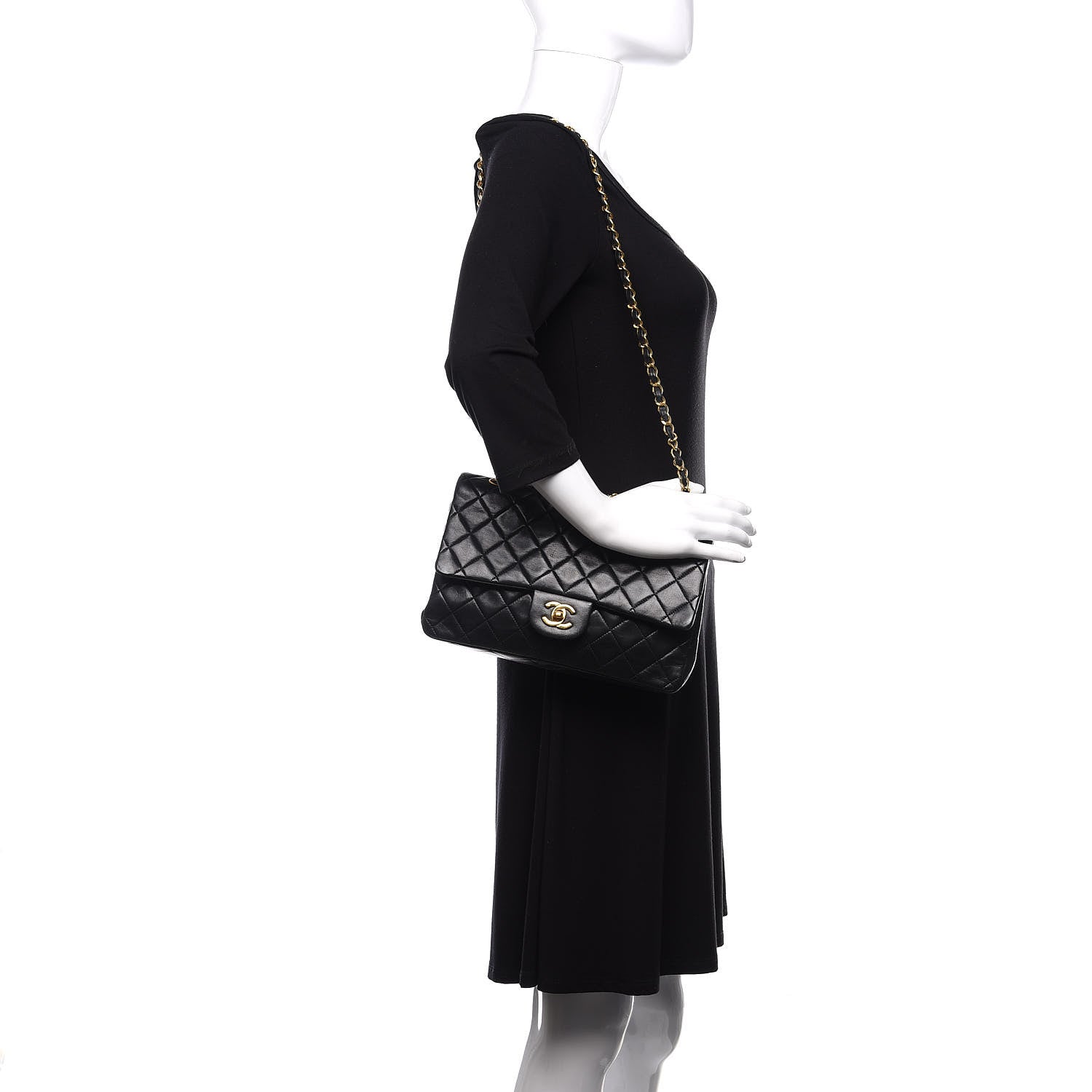 Chanel Lambskin Quilted Medium Double Flap Black 3 of 15