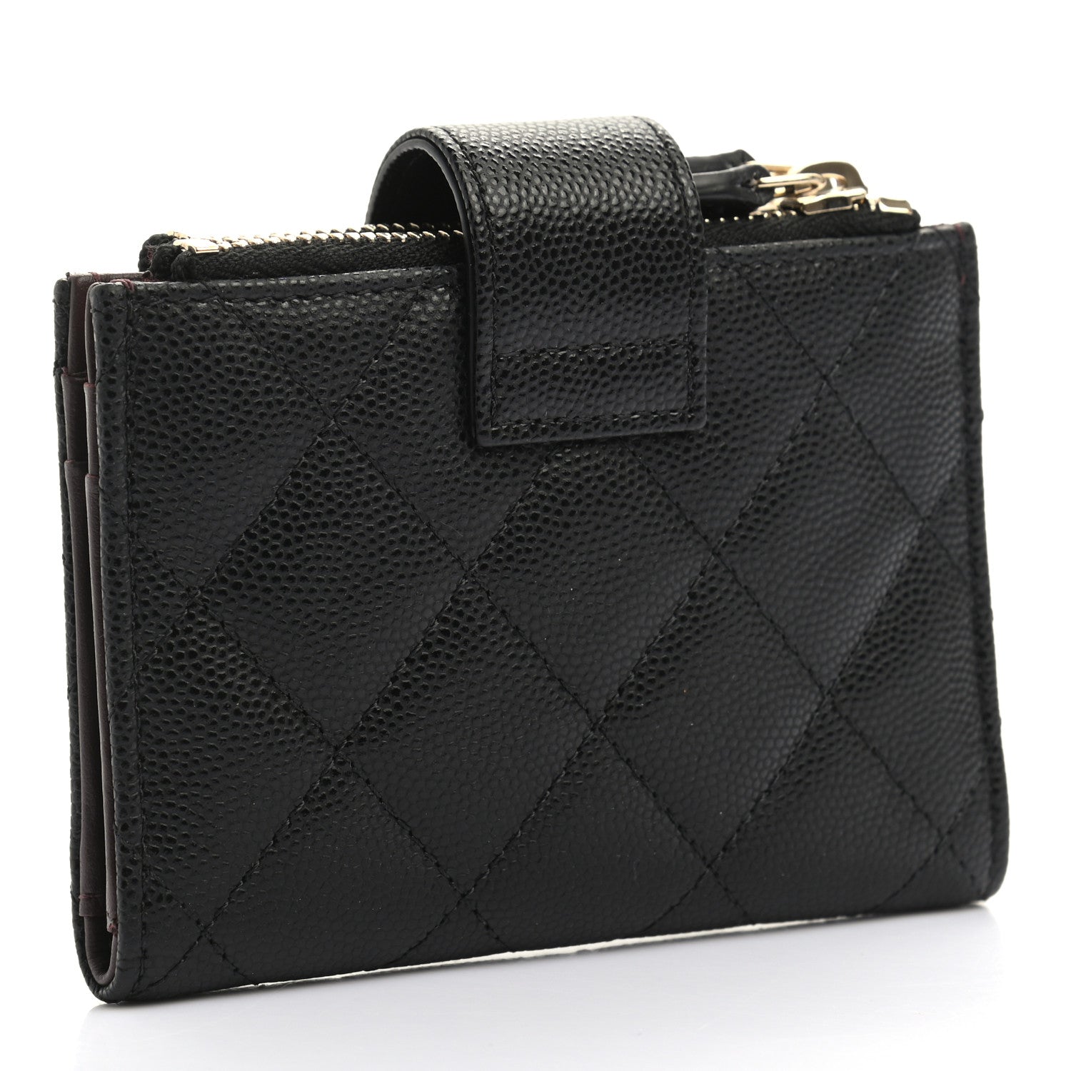 Chanel Caviar Quilted Compact Zipped Pocket Wallet Black 3 of 7