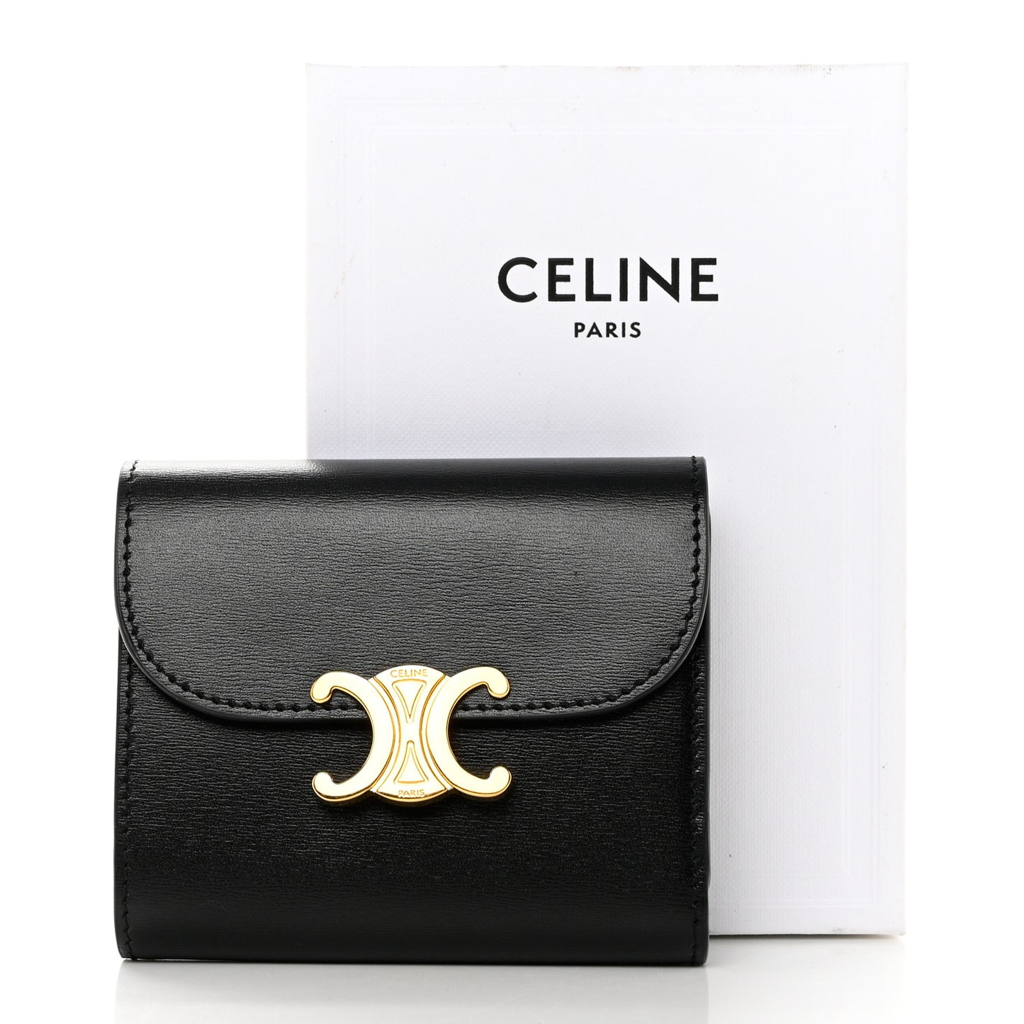 Shiny Smooth Lambskin Small Triomphe Wallet Black