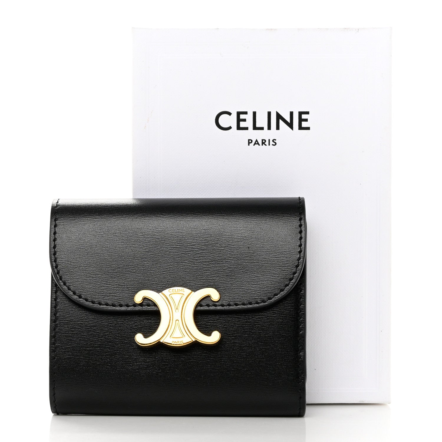Celine Shiny Smooth Lambskin Small Triomphe Wallet Black 8 of 8