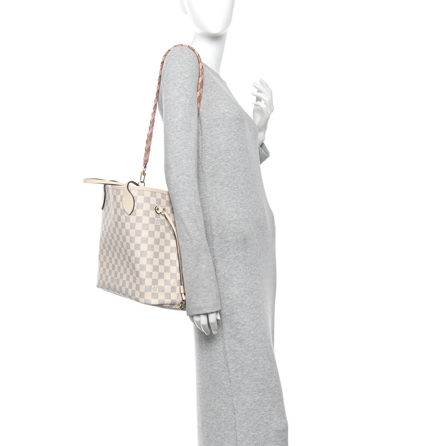 Louis Vuitton Damier Azur Braided Neverfull MM Pink 2 of 11
