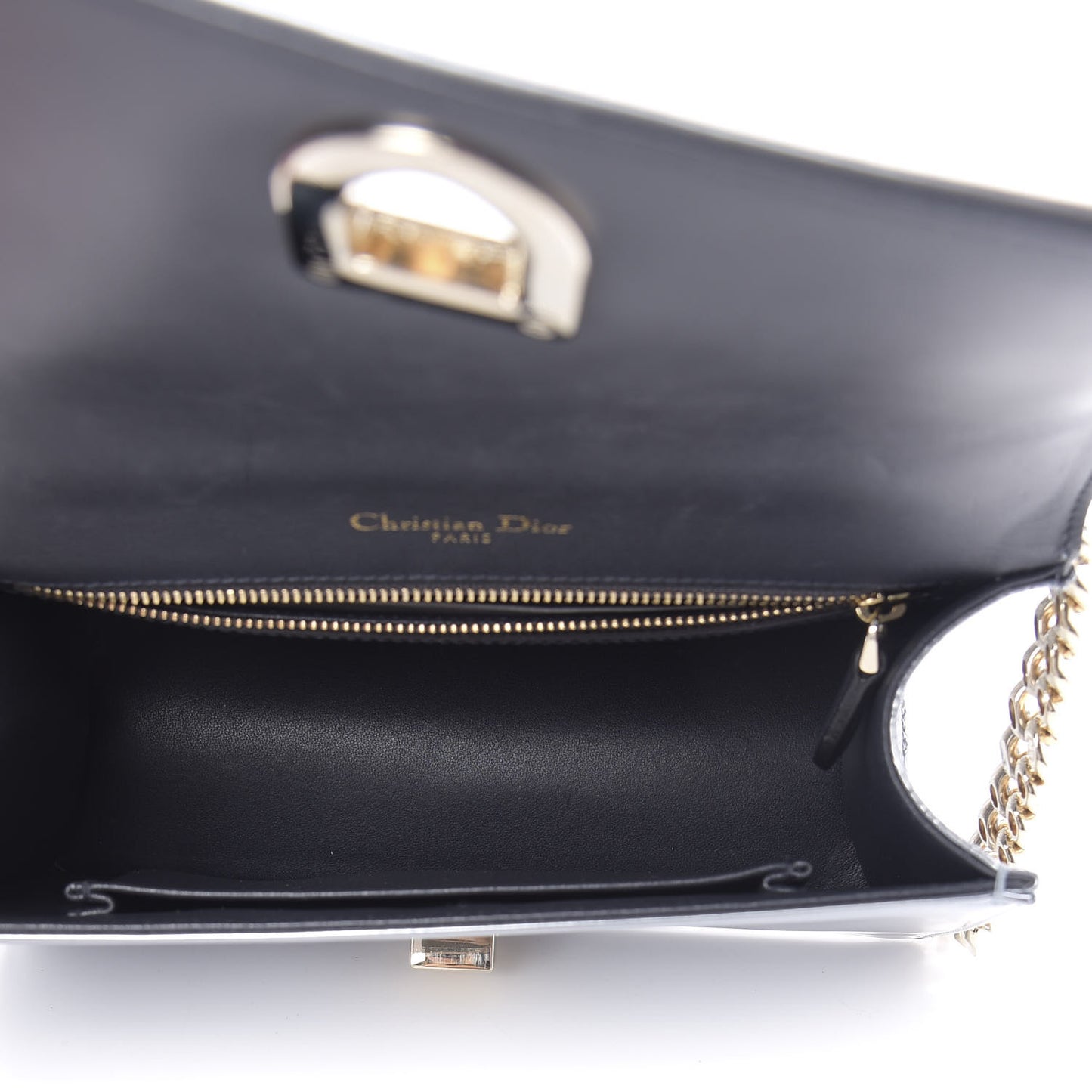 Metallic Patent Micro-Cannage Small Diorama Flap Bag Silver