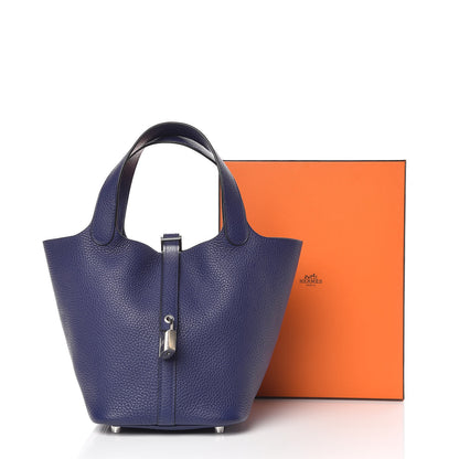 Hermes Taurillon Clemence Picotin Lock 18 PM Bleu Encre 10 of 10