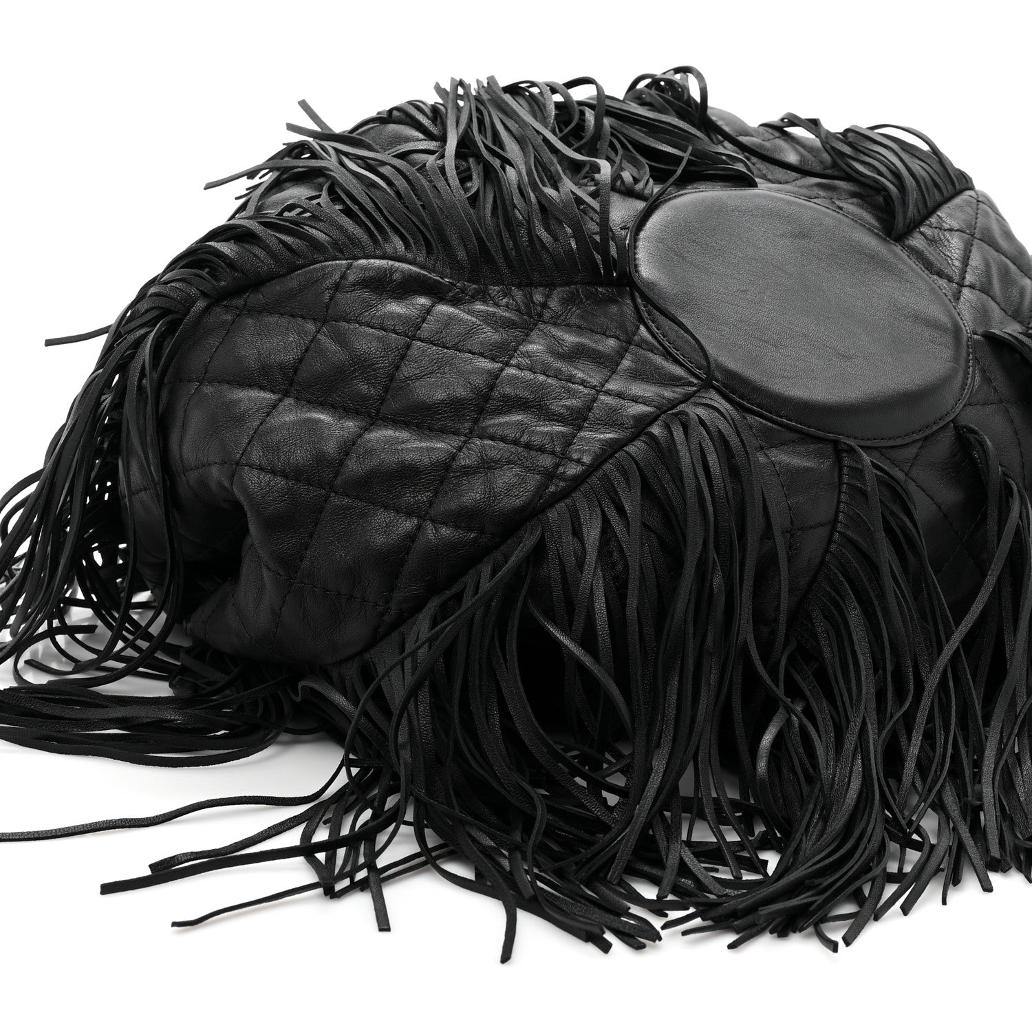 Chanel Lambskin Quilted Western Baluchon Fringe Bag Black 9 of 9