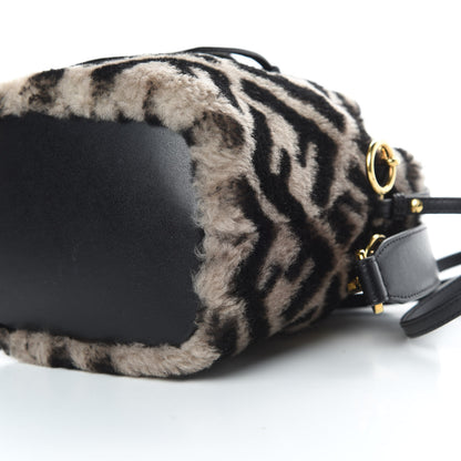 Fendi Shearling F is Fendi Macro FF 1974 Diagonal Mini Mon Tresor Bucket Bag Dove Black 10 of 13