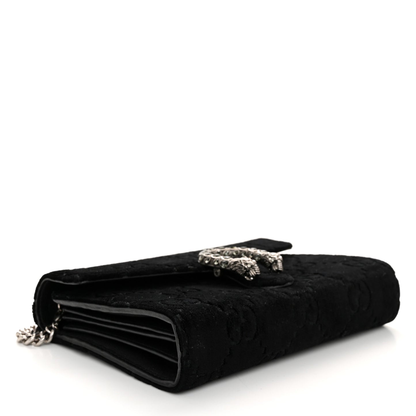 Velvet GG Monogram Mini Dionysus Chain Wallet Black