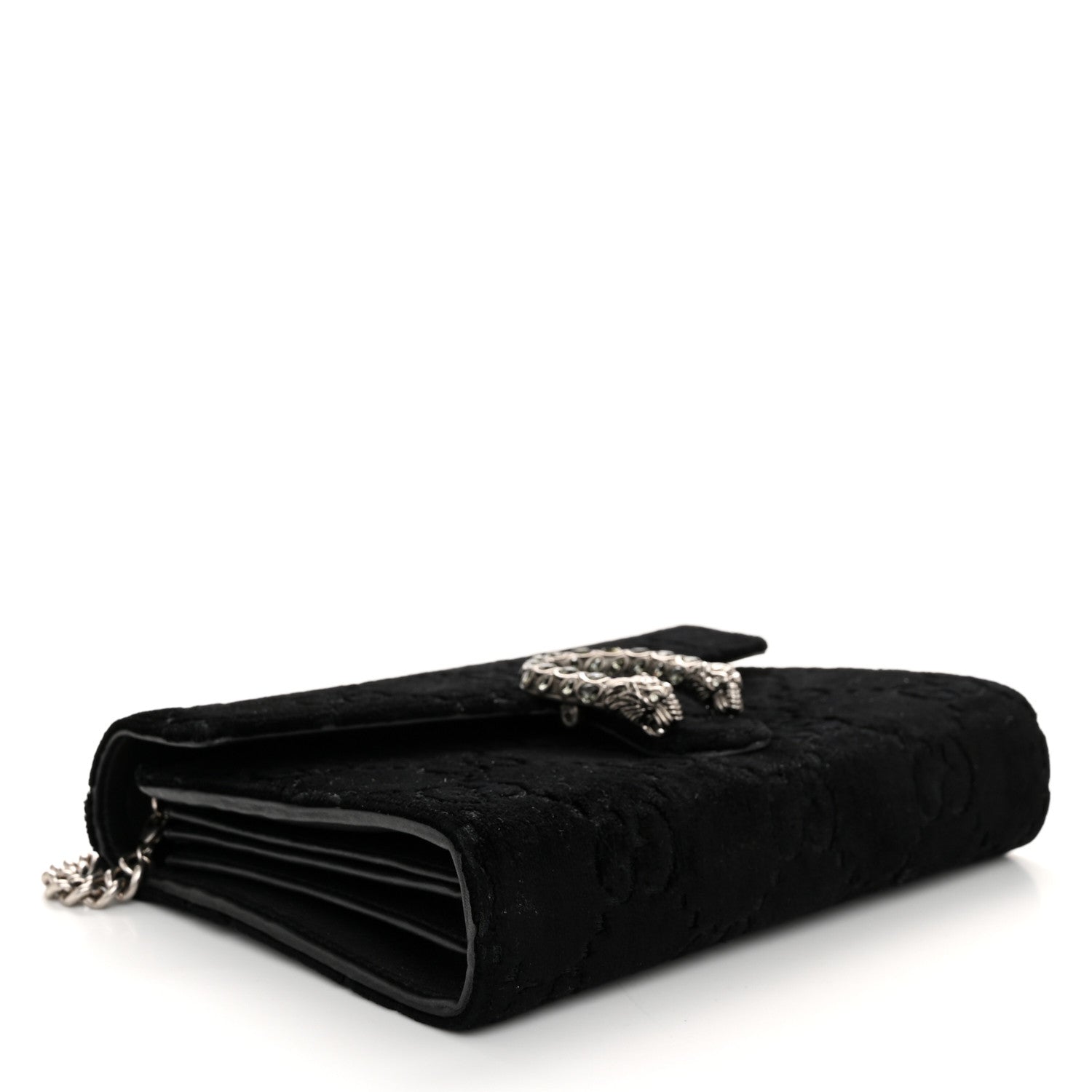 Gucci Velvet GG Monogram Mini Dionysus Chain Wallet Black 4 of 11