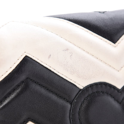 Gucci Calfskin Matelasse Super Mini GG Marmont Shoulder Bag Black White 11 of 14