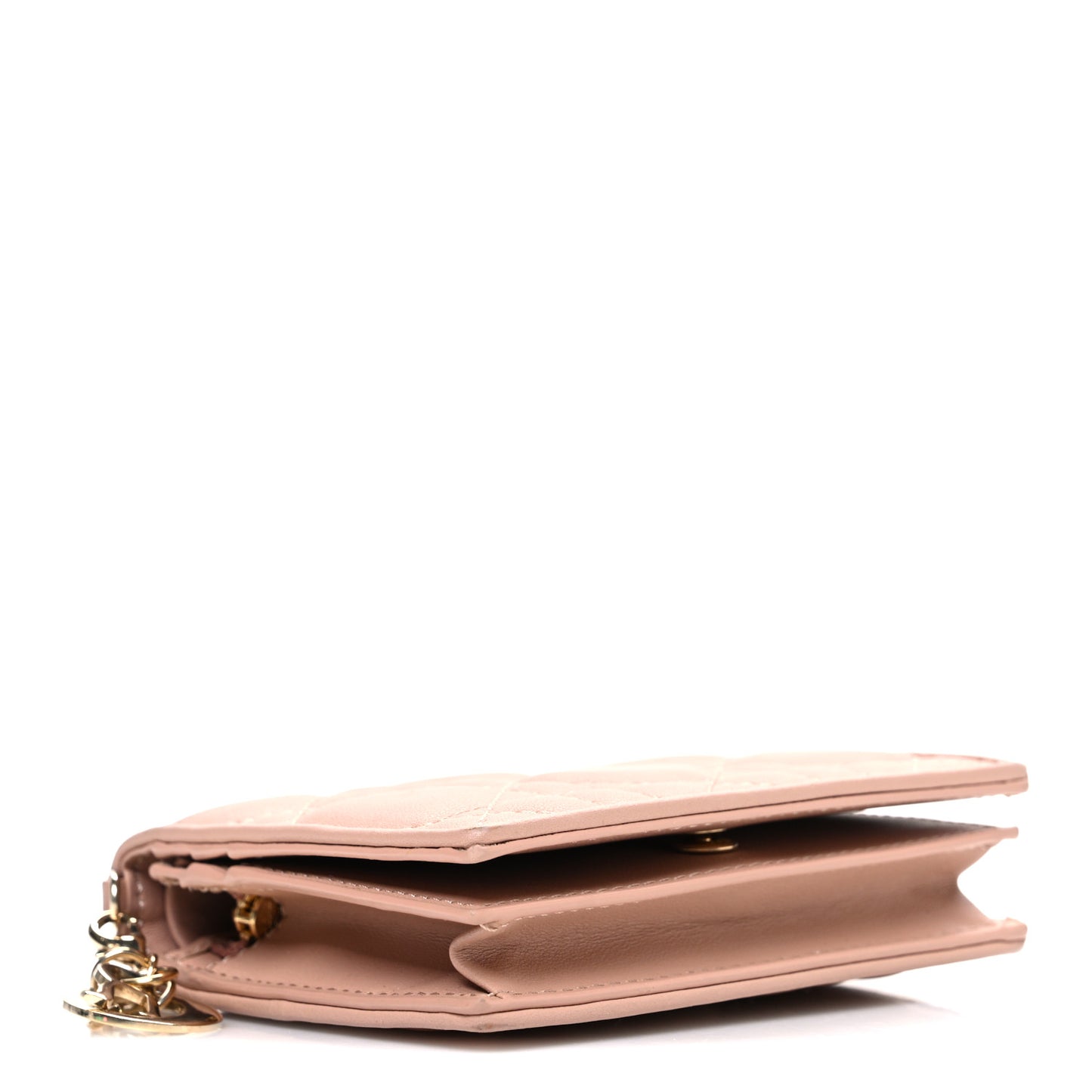 Lambskin Cannage Mini Lady Dior Wallet Rose Des Vents