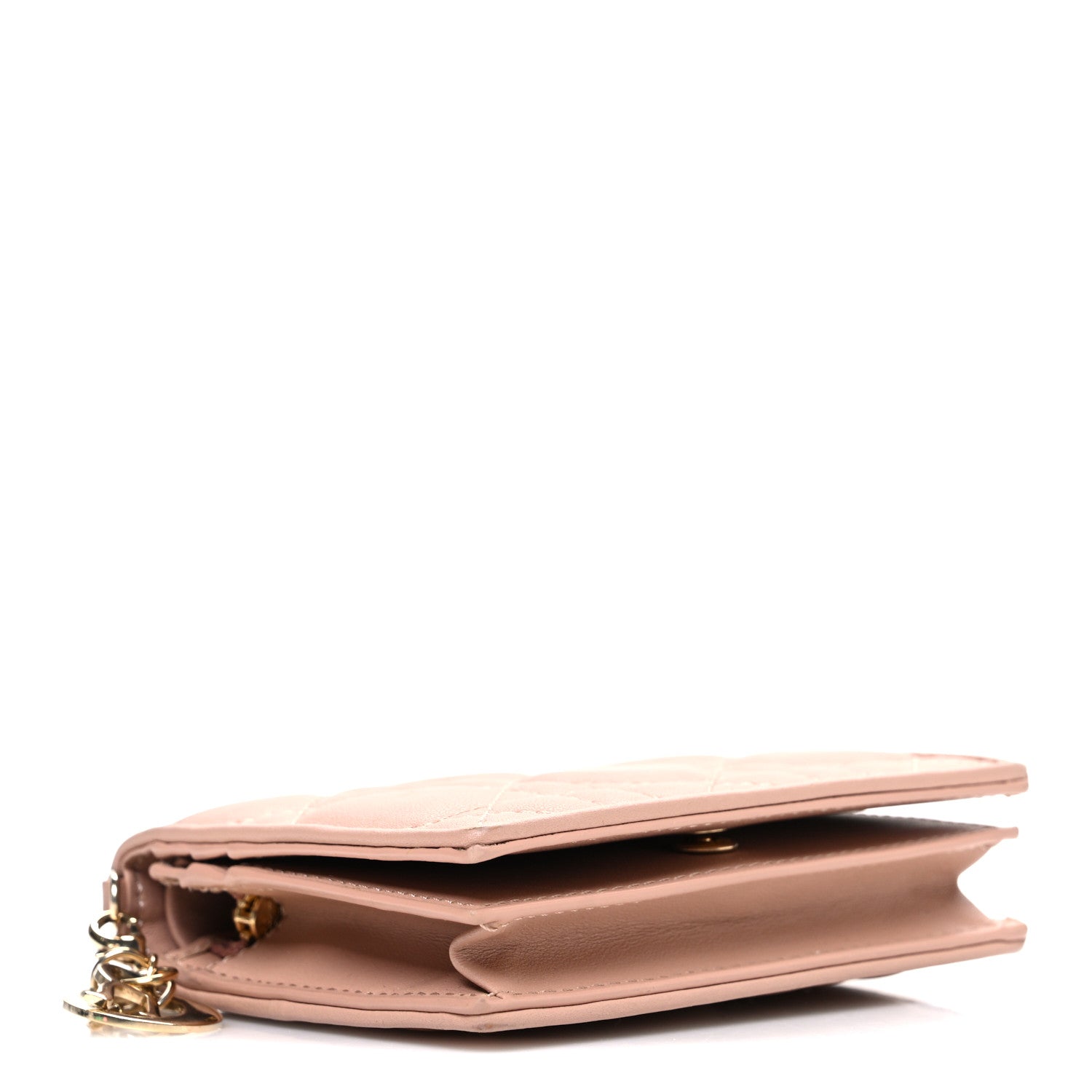 Christian Dior Lambskin Cannage Mini Lady Dior Wallet Rose Des Vents 4 of 7