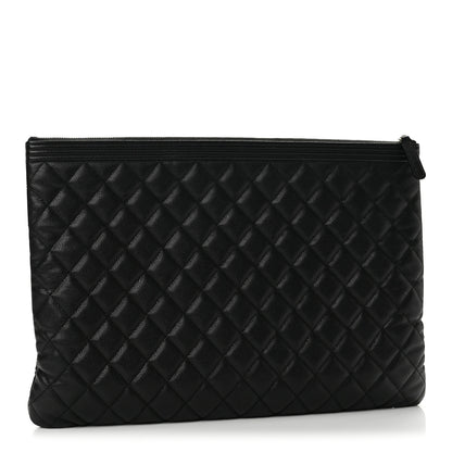 Chanel Caviar Quilted Large Boy Cosmetic Case Black 3 of 9