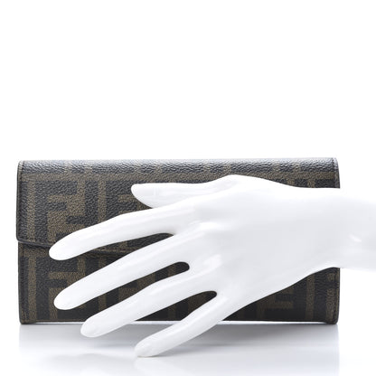Fendi Zucca Spalmati Vitello Elite Simply Continental Wallet Tobacco Mattone 2 of 10