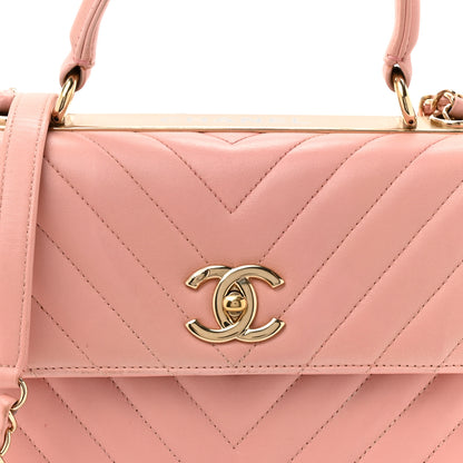 Chanel Lambskin Chevron Quilted Small Trendy CC Dual Handle Flap Bag Light Pink 8 of 14