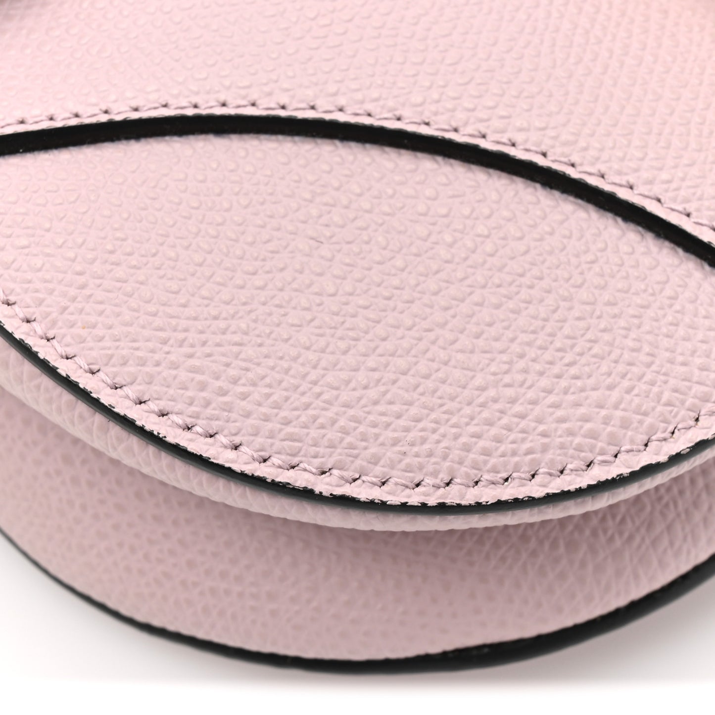 Grained Calfskin Mini Saddle Bag Light Pink