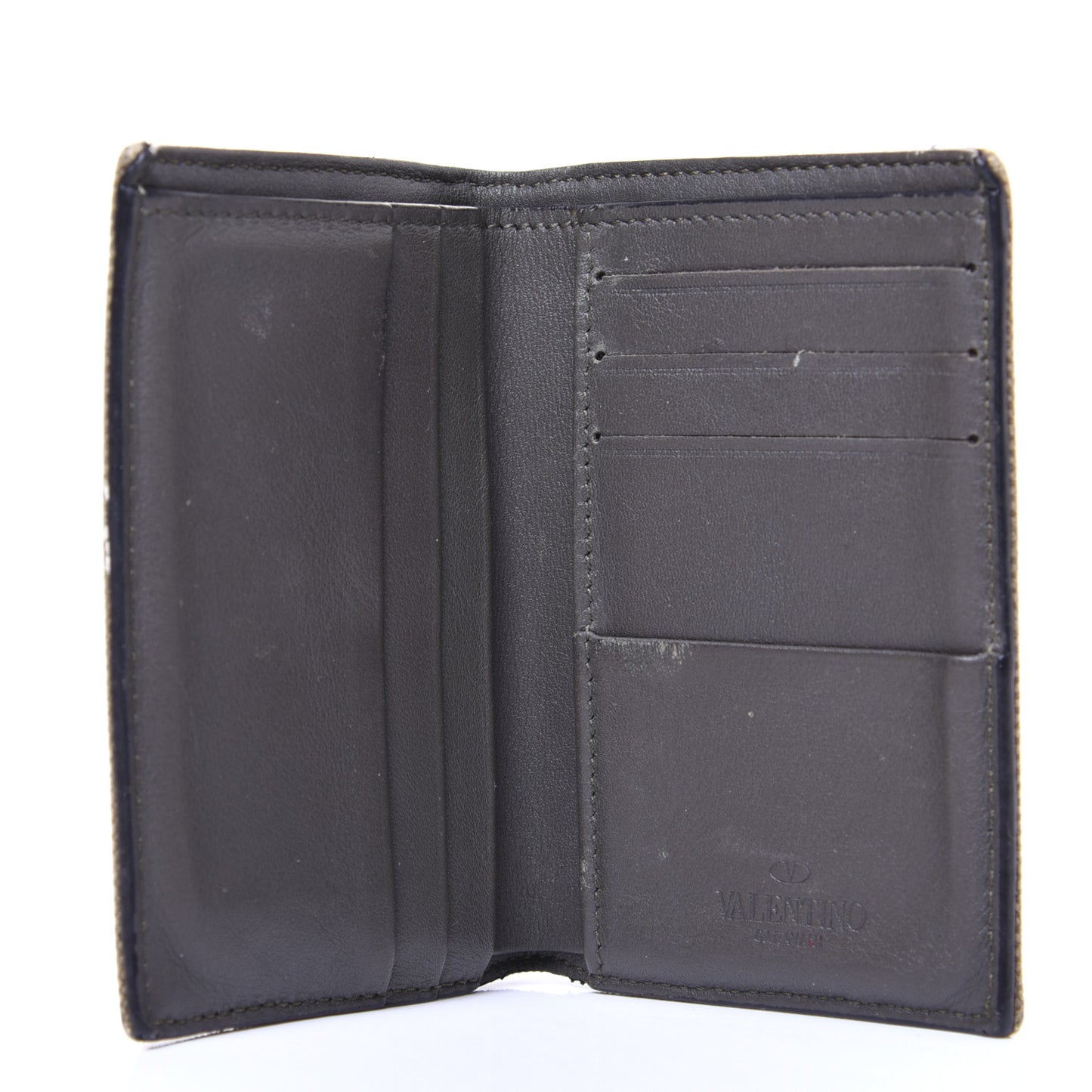 Canvas Rockstud VLTN Bi-Fold Wallet Olive