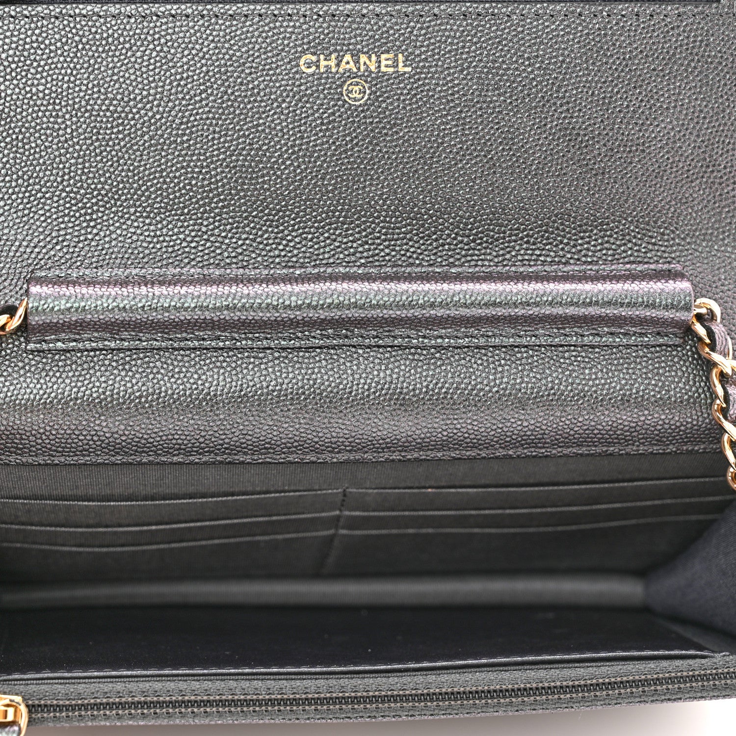Chanel Iridescent Caviar Quilted Wallet On Chain WOC Black 4 of 10