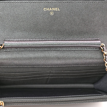 Chanel Iridescent Caviar Quilted Wallet On Chain WOC Black 4 of 10
