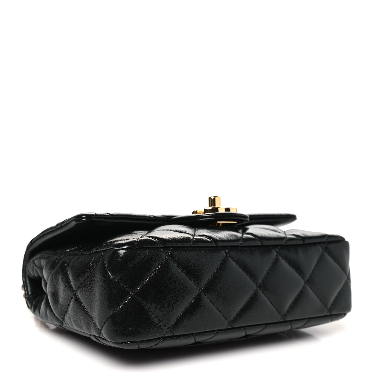 Chanel Shiny Lambskin Quilted Golden Links Top Handle Flap Black 4 of 10