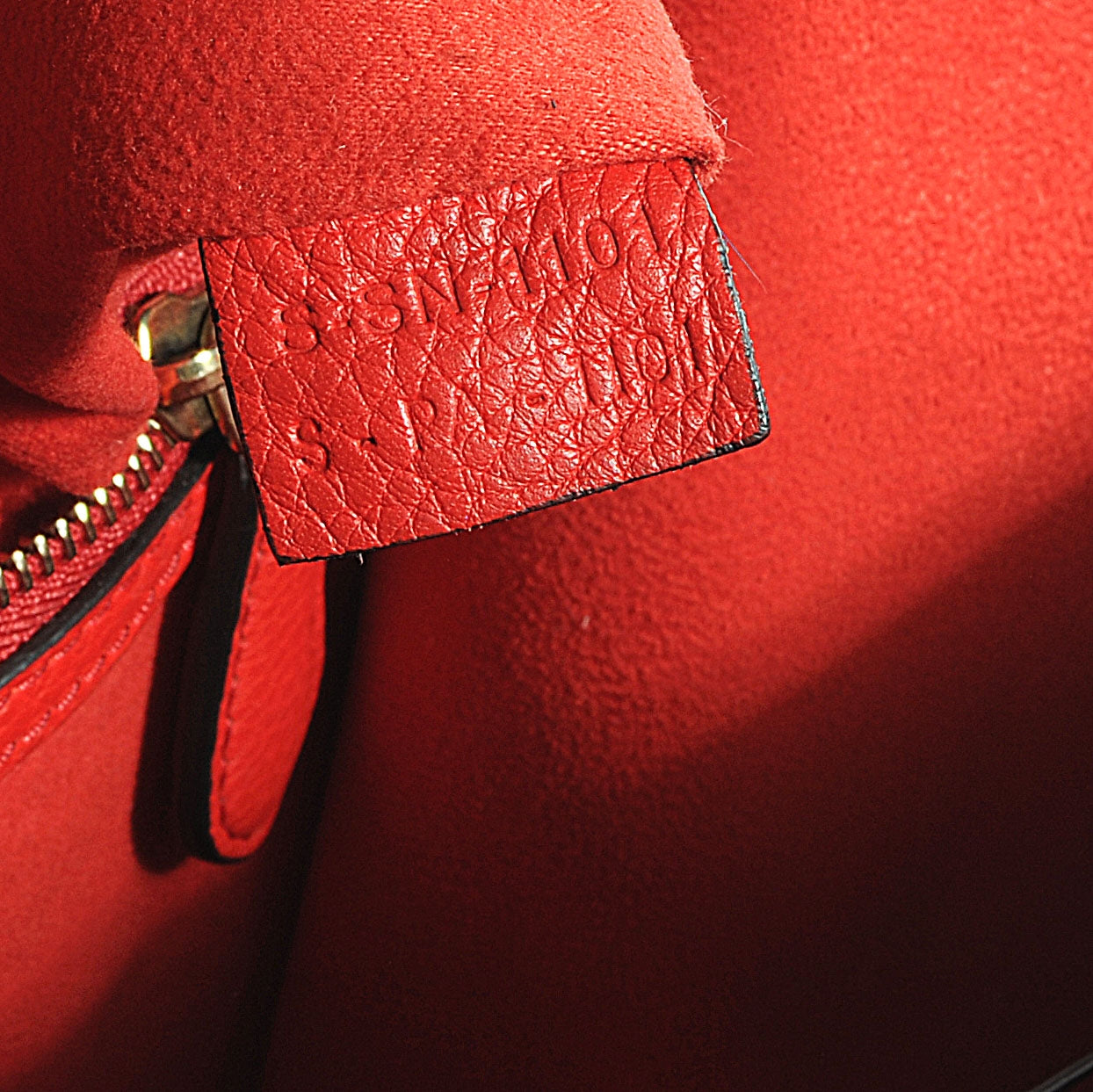 Pebbled Leather Mini Luggage Coquelicot