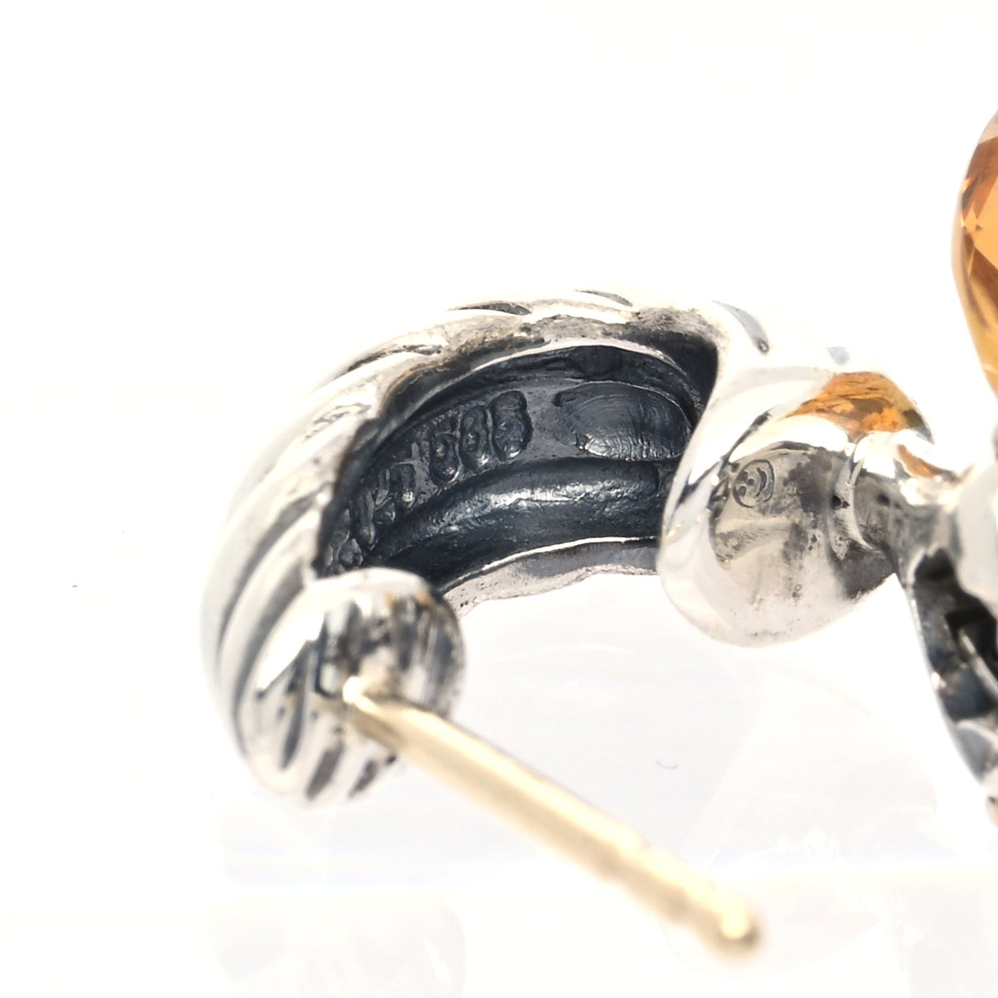 Sterling Silver 14K Yellow Gold Citrine Acorn Earrings